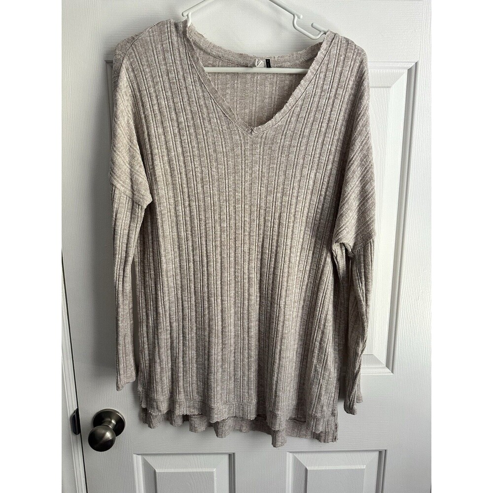 Anthropologie Top Womens Small Oatmeal Brown Knit Long Sleeve Akemi Kin Blouse